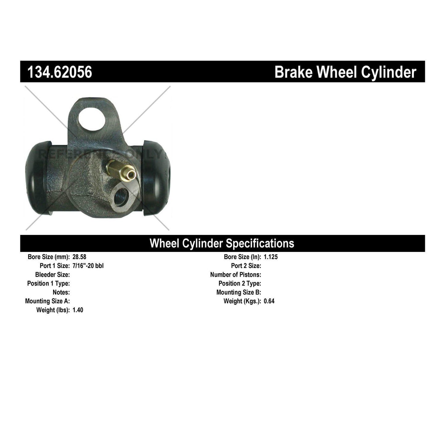 Centric Parts Premium Drum Brake Wheel Cylinder for 1955-1963 Chevrolet Bel Air Biscayne C10 Corvair Del Ray El Camino Impala Nomad One-Fifty Series 134.62056