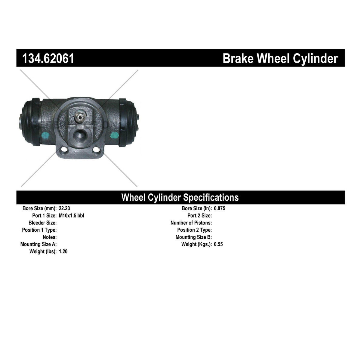 Stoptech Centric Premium Wheel Cylinder - Rear 134.62061