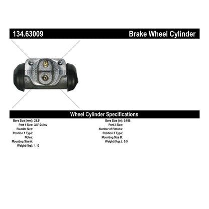 Centric Parts Drum Brake Wheel Cylinder Premium for 1962-1964 Chrysler and Plymouth Models 134.63009