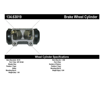 Centric Parts Drum Brake Wheel Cylinder Premium for 1970-1971 Chrysler 300 Newport New Yorker Town & Country Dodge A100 134.63019