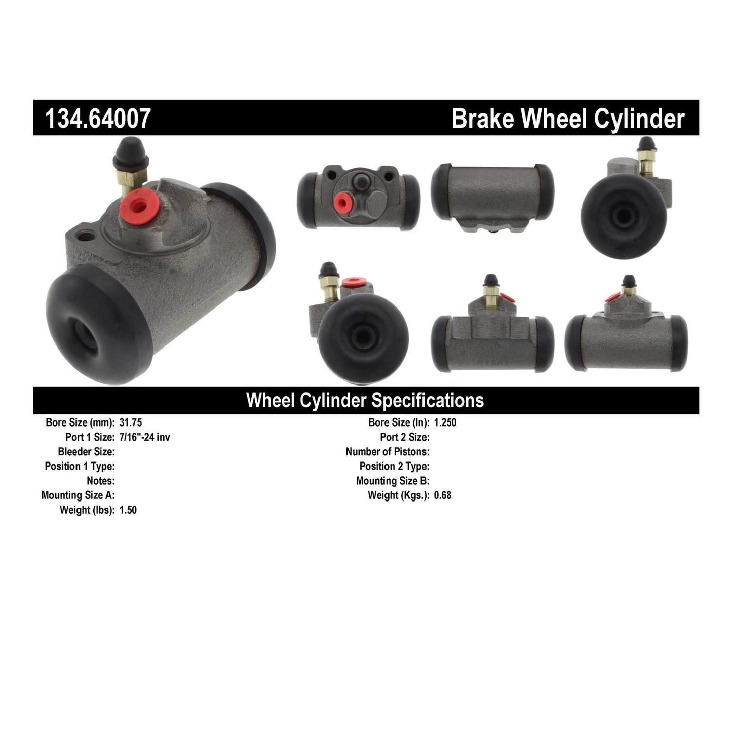 Centric Parts Drum Brake Wheel Cylinder Premium for 1960-1971 Chevrolet C30 Pickup G30 Van P30 Series 134.64007