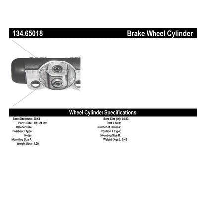 Centric Parts Drum Brake Wheel Cylinder Premium with Brass Inserts and Aluminum Castings for 2000-2009 Ford Ranger 2000-2010 Mazda B-Series 134.65018