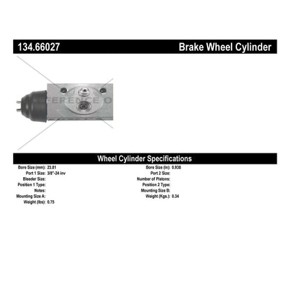 Centric Parts Drum Brake Wheel Cylinder Premium with OE style replacement 134.66027