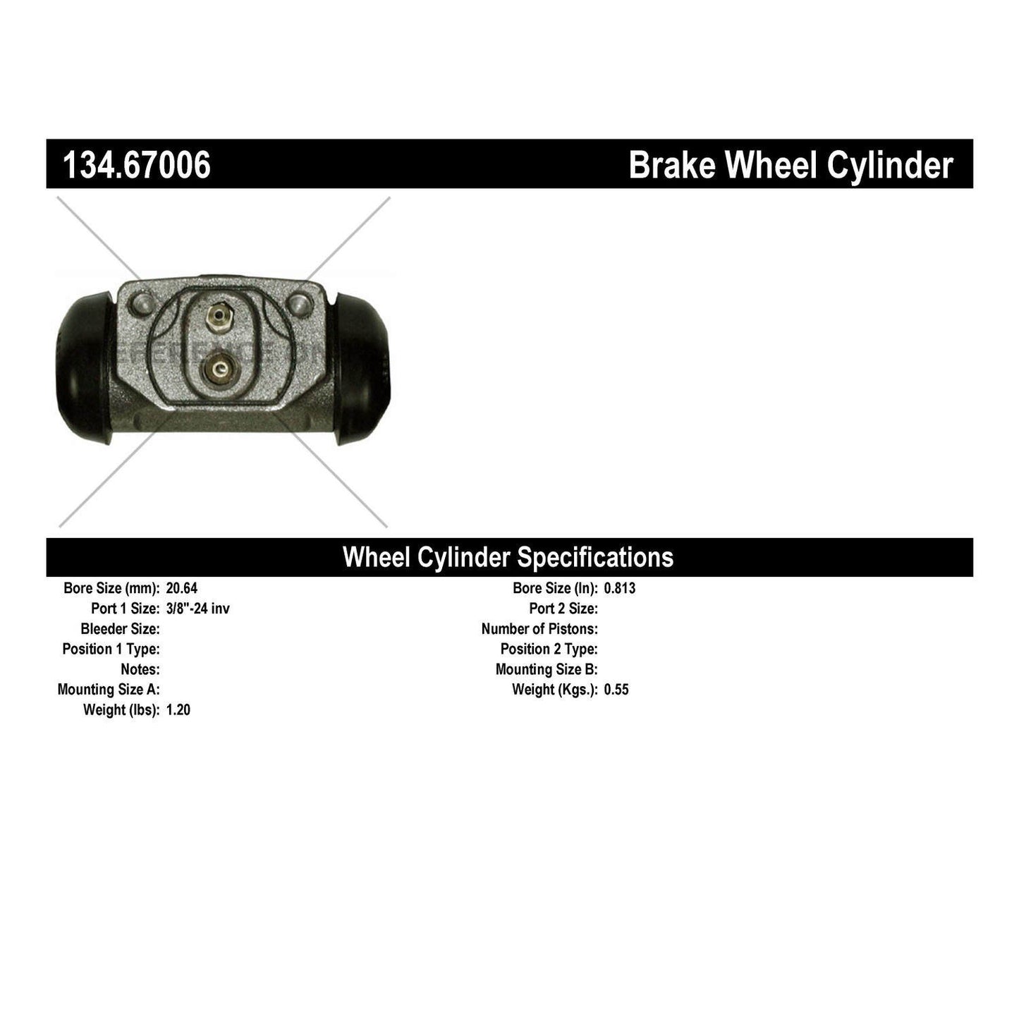 Stoptech Centric Premium Wheel Cylinder - Rear 134.67006