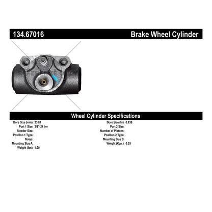 Centric Parts Drum Brake Wheel Cylinder Premium with Brass Inserts and Aluminum Castings 134.67016