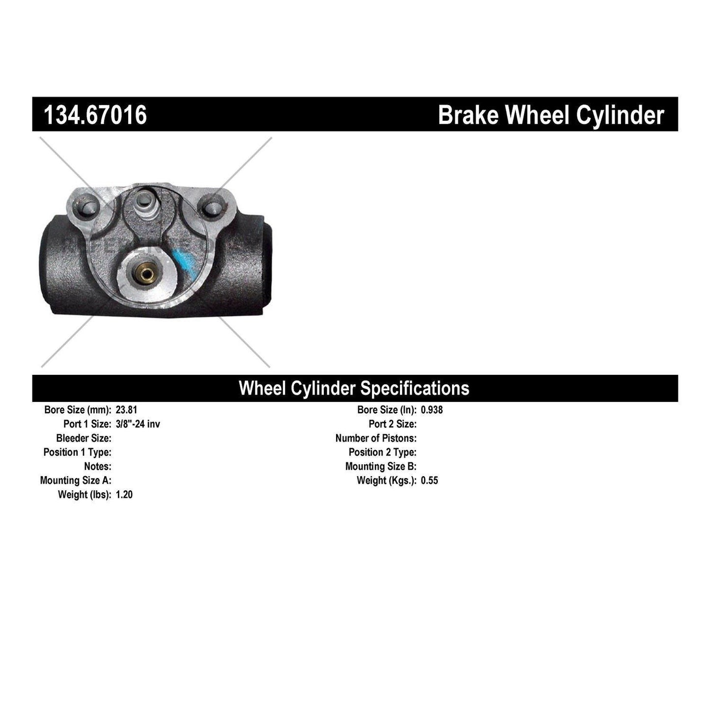 Stoptech Centric Premium Wheel Cylinder - Rear 134.67016