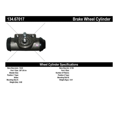 Centric Parts Drum Brake Wheel Cylinder Premium with OE style replacement 134.67017