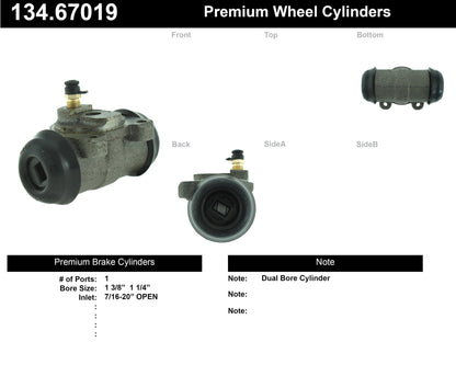 Centric Parts Drum Brake Wheel Cylinder Premium with Brass Inserts and Aluminum Castings 134.67019