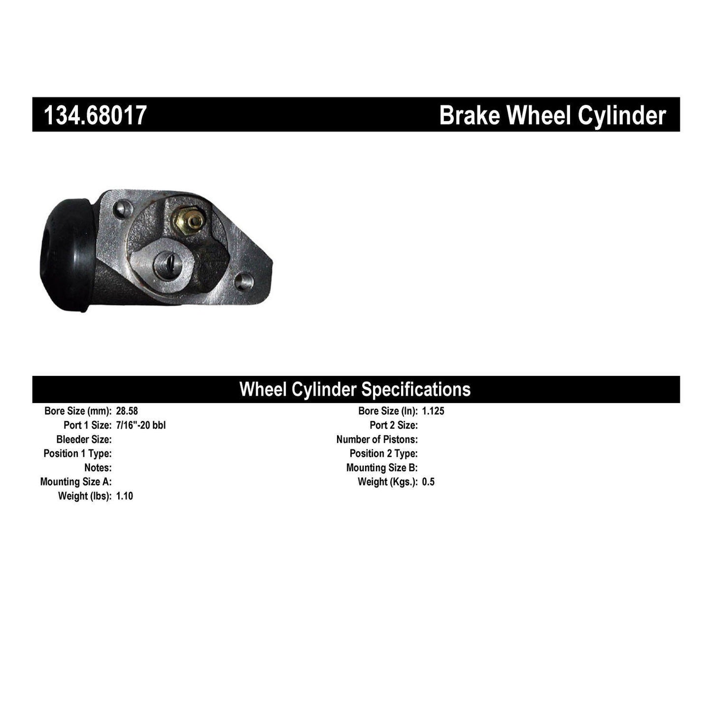 Centric Parts Drum Brake Wheel Cylinder Premium with OE style replacement 134.68017