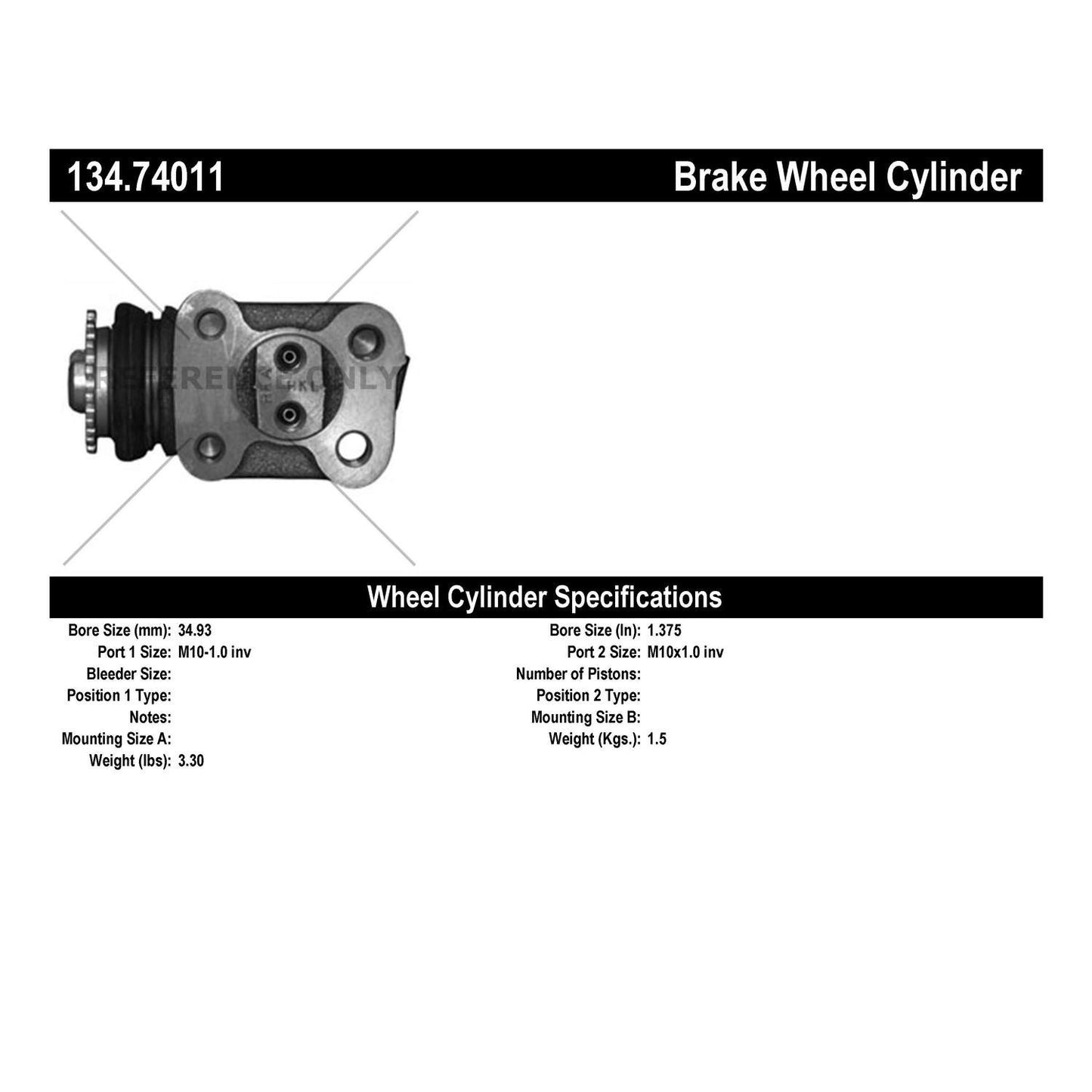 Centric Parts Drum Brake Wheel Cylinder Premium with OE style replacement 134.74011