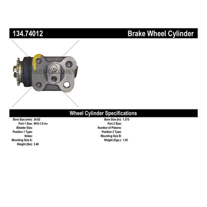 Centric Parts Drum Brake Wheel Cylinder Premium with OE style replacement 134.74012