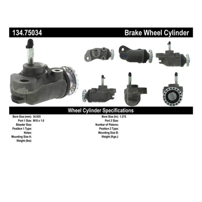 Stoptech Centric Premium 94-04 Hino FA1517 / FB1715 / FB1817 Front Left Drum Brake Wheel Cylinder 134.75034