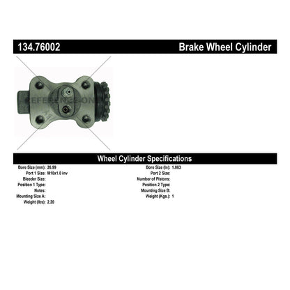 Centric Parts Drum Brake Wheel Cylinder with Brass Inserts for OE Style Replacement 134.76002