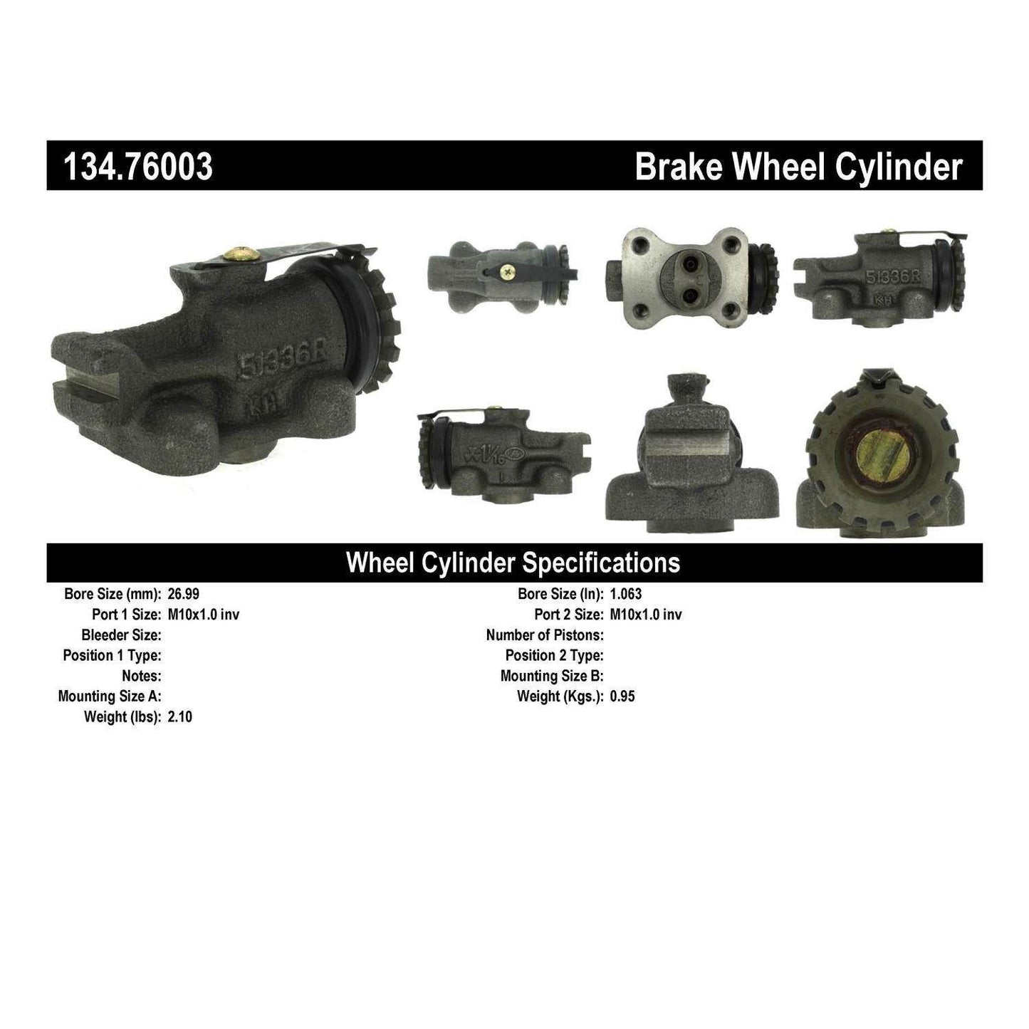 Centric Parts Drum Brake Wheel Cylinder Premium with Brass Inserts and Aluminum Castings 134.76003