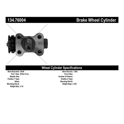 Centric Parts Drum Brake Wheel Cylinder Premium with Brass Inserts and Aluminum Castings 134.76004