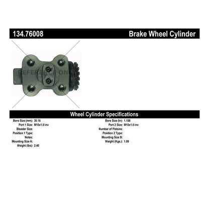 Centric Parts Drum Brake Wheel Cylinder Premium with Brass Inserts and Aluminum Castings 134.76008