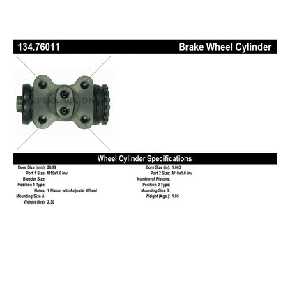 Centric Parts Drum Brake Wheel Cylinder with Brass Inserts for OE Style Replacement 134.76011