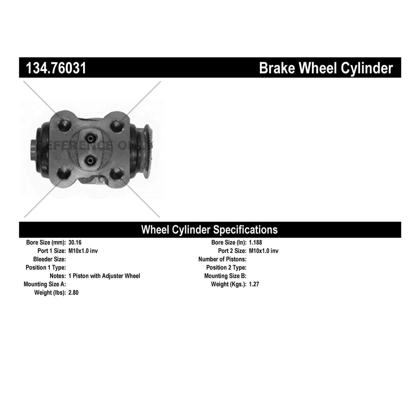 Centric Parts Drum Brake Wheel Cylinder Premium with Brass Inserts and Aluminum Castings 134.76031