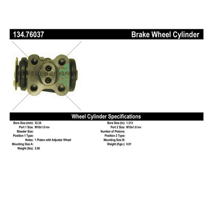 Centric Parts Drum Brake Wheel Cylinder with Brass Inserts for OE Style Replacement 134.76037
