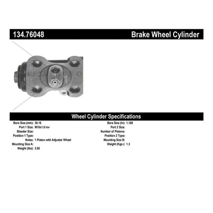 Centric Parts Drum Brake Wheel Cylinder Premium with Brass Inserts and Aluminum Castings 134.76048