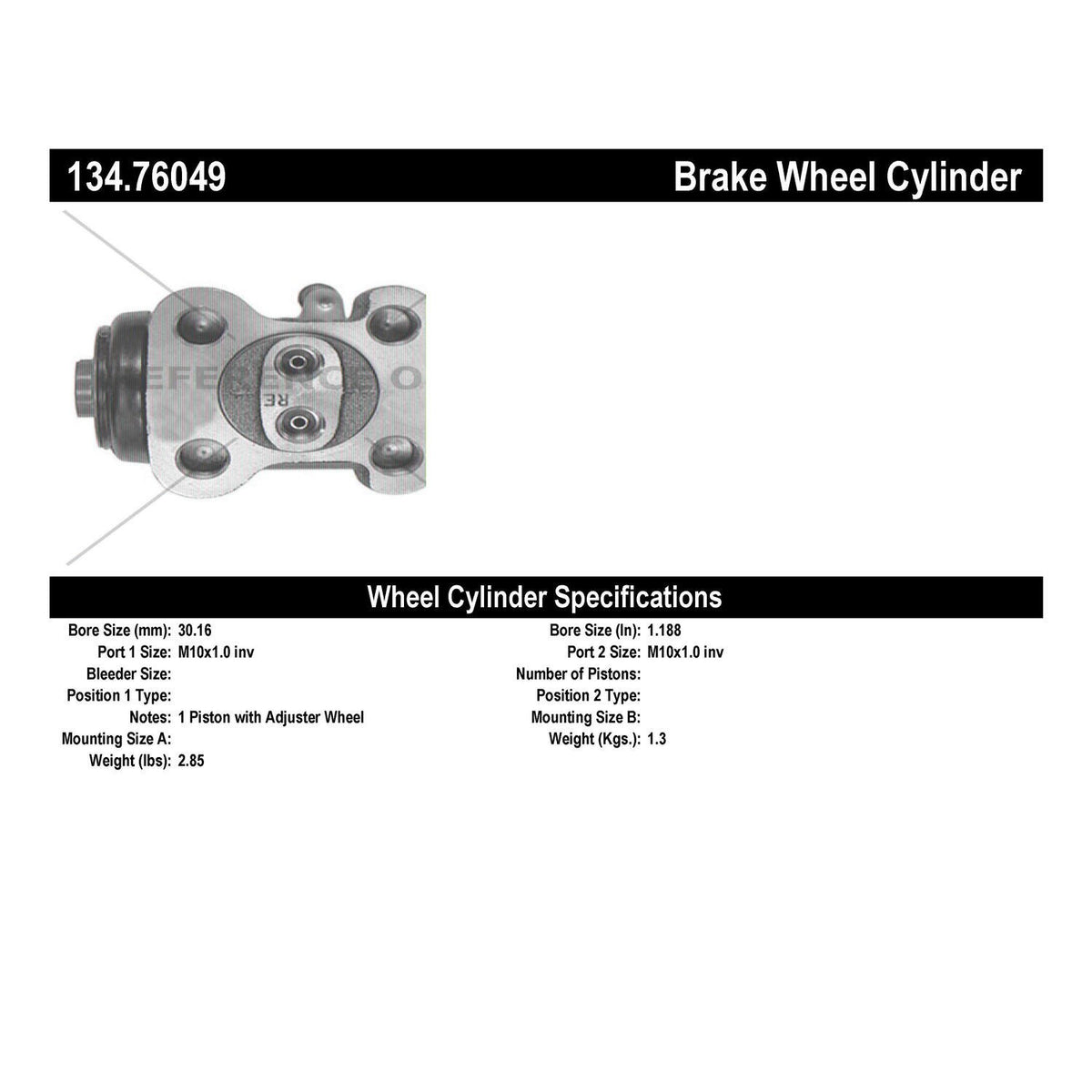Centric Parts Drum Brake Wheel Cylinder Premium with Brass Inserts and Aluminum Castings 134.76049