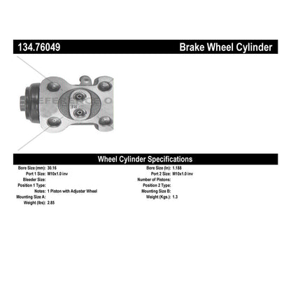 Centric Parts Drum Brake Wheel Cylinder Premium with Brass Inserts and Aluminum Castings 134.76049