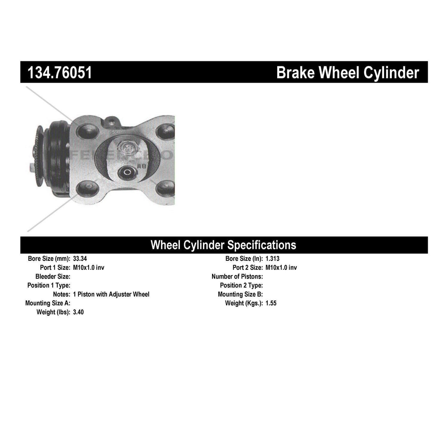 Centric Parts Drum Brake Wheel Cylinder 134.76051