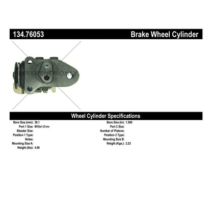 Centric Parts Drum Brake Wheel Cylinder with Brass Inserts for OE Style Replacement 134.76053