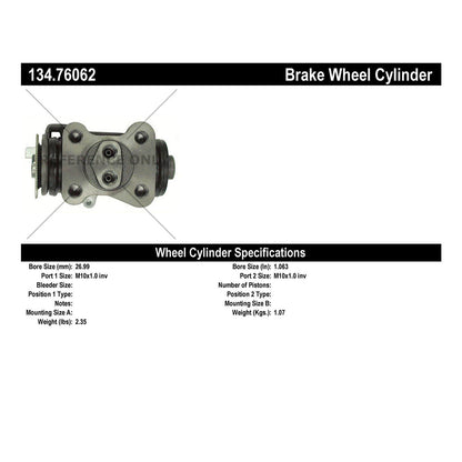 Centric Parts Drum Brake Wheel Cylinder Premium for OE style replacement 134.76062