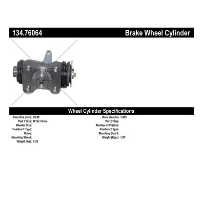 Centric Parts Drum Brake Wheel Cylinder with Brass Inserts and Aluminum Castings 134.76064