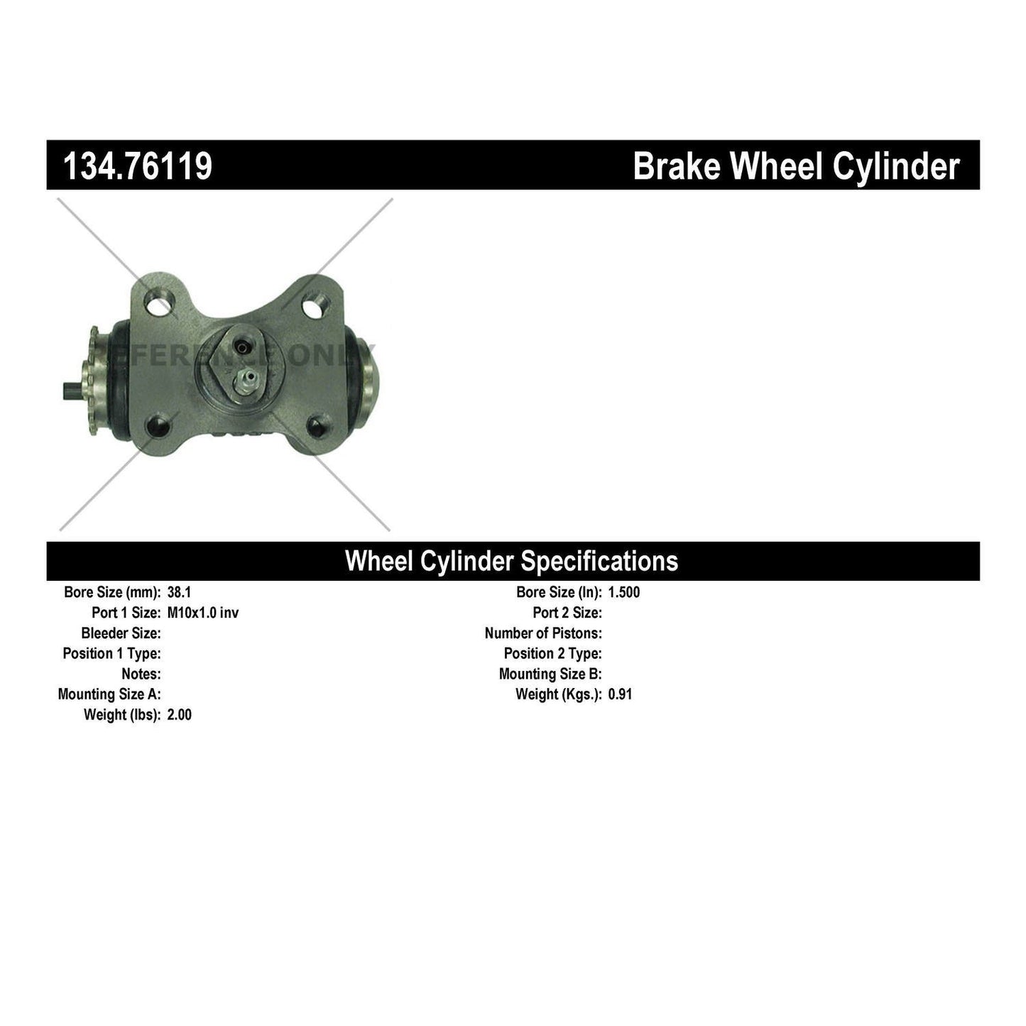 Centric Parts Drum Brake Wheel Cylinder Premium for 1993-1989 Chevrolet W6500 Tiltmaster GMC W6500 Forward Isuzu FSR 134.76119