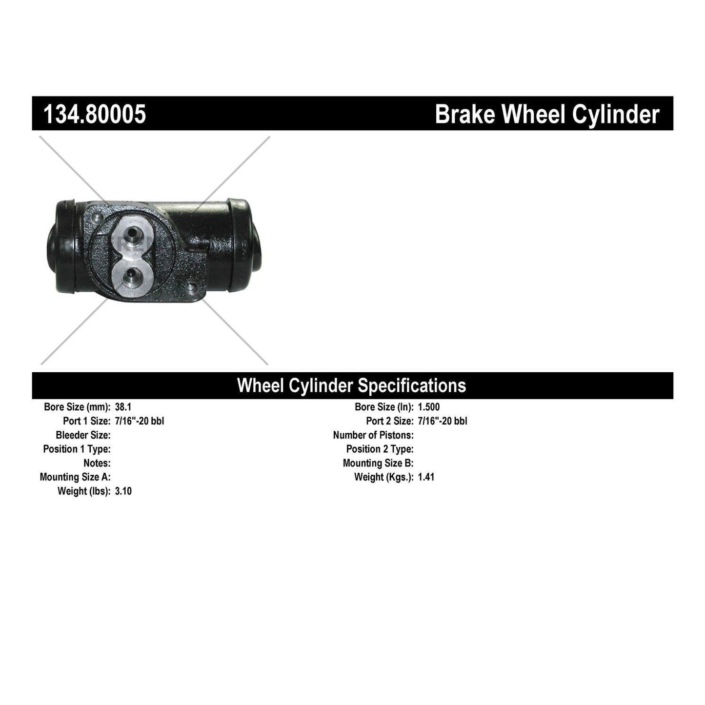 Centric Parts Drum Brake Wheel Cylinder with Brass Inserts and Aluminum Castings for OE style replacement 134.80005