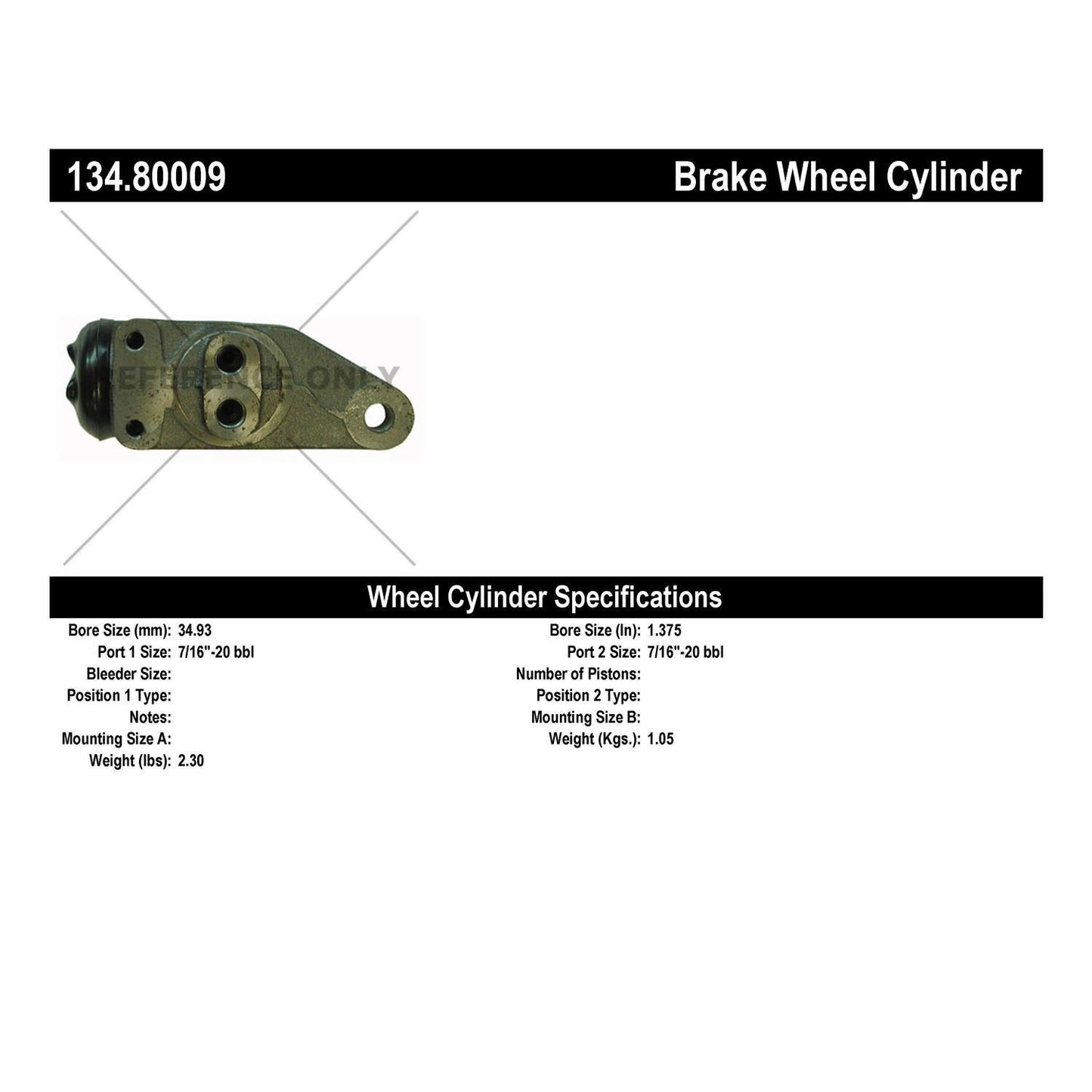 Centric Parts Drum Brake Wheel Cylinder 134.80009