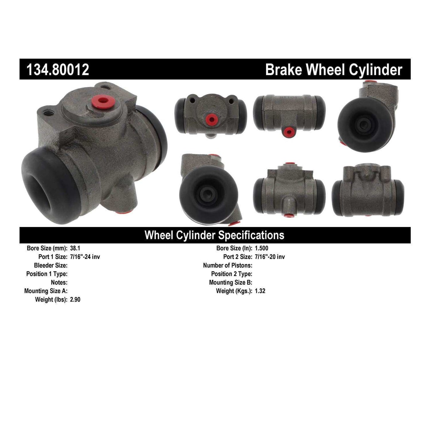 Centric Parts Drum Brake Wheel Cylinder Premium with Brass Inserts and Aluminum Castings 134.80012