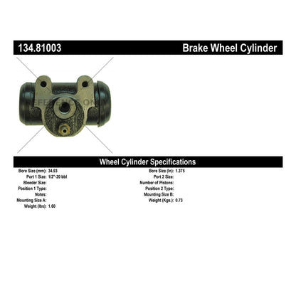Centric Parts Drum Brake Wheel Cylinder with Brass Inserts and Aluminum Castings for OE Style Replacement 134.81003