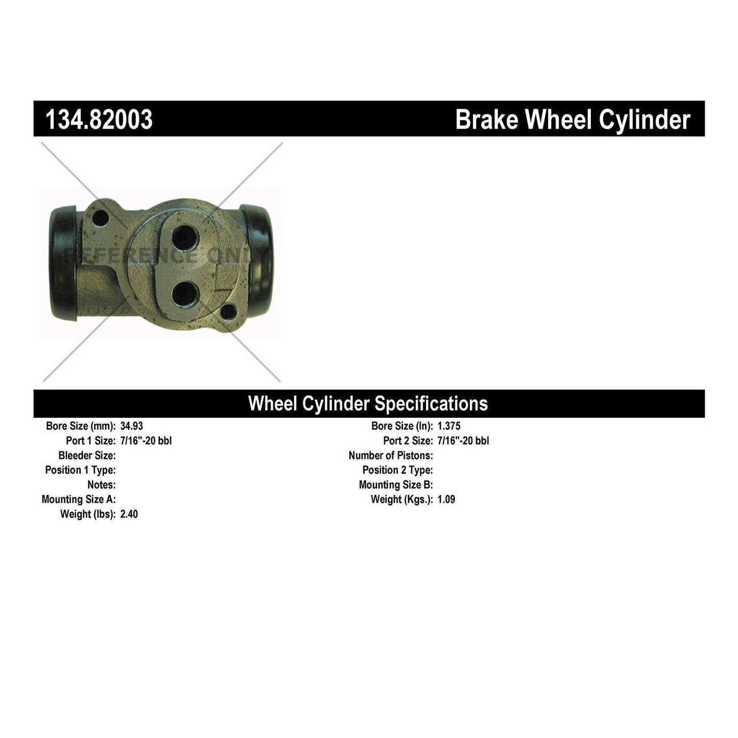 Centric Parts Drum Brake Wheel Cylinder OE style replacement 134.82003