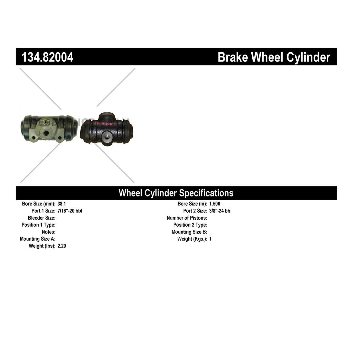 Stoptech Centric Premium Wheel Cylinder - Rear 134.82004