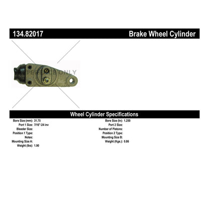 Centric Parts Drum Brake Wheel Cylinder with Brass Inserts for OE Style Replacement 134.82017