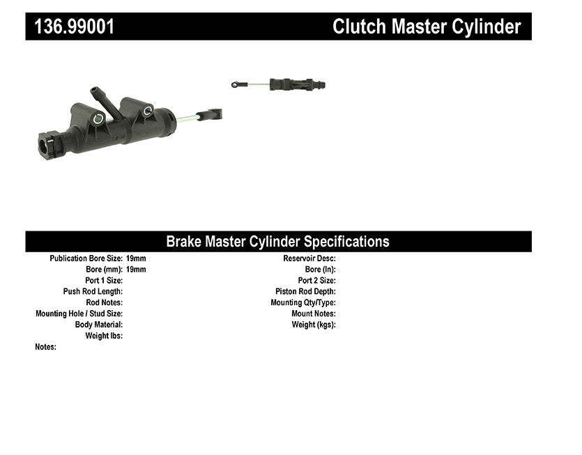 Centric Parts Clutch Master Cylinder Premium 136.99001