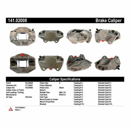 Stoptech Centric 69-94 Alfa Romeo Spider Remanufactured Semi-Loaded Front Driver Side Brake Caliper 141.02008