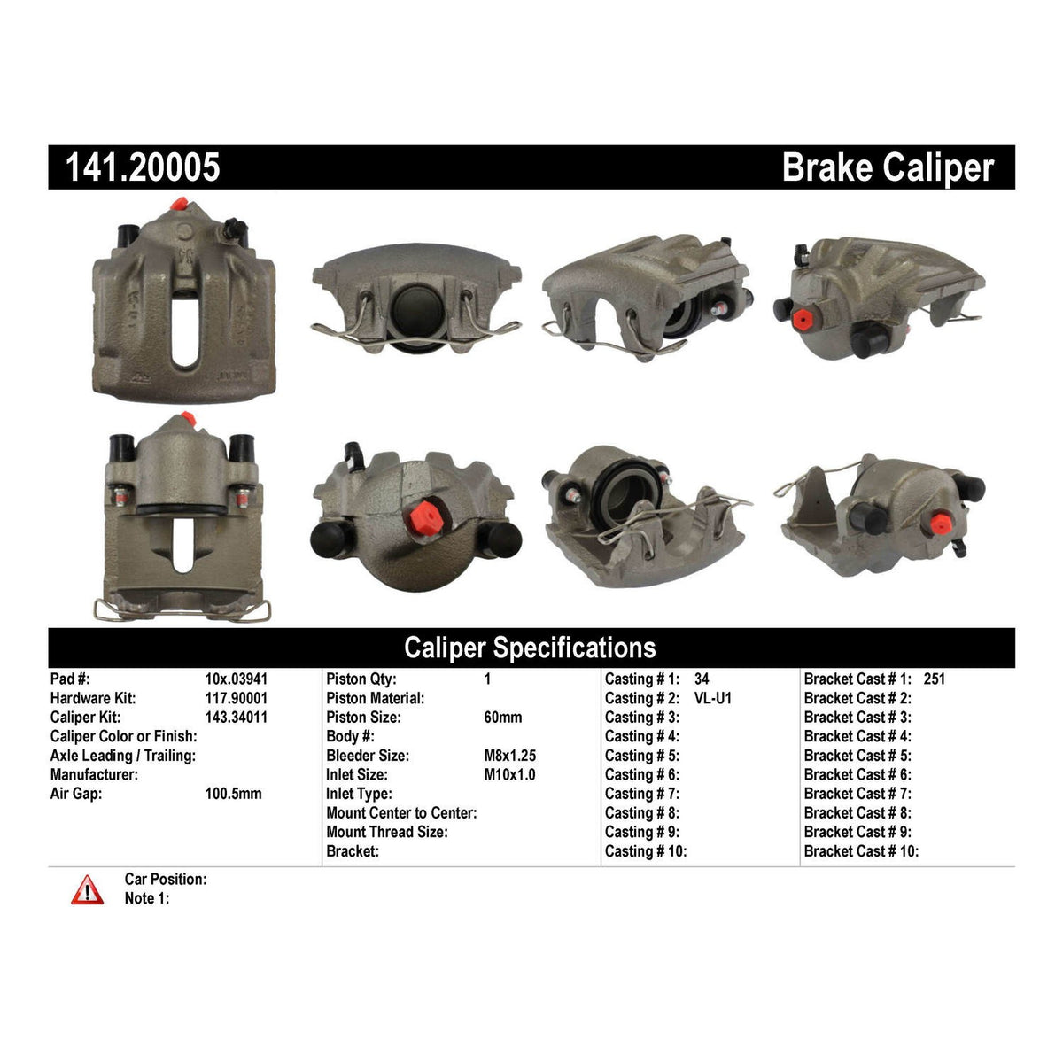Centric Parts Semi-Loaded Brake Caliper 141.20005