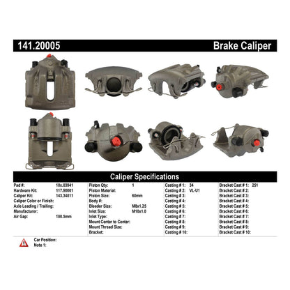 Centric Parts Semi-Loaded Brake Caliper 141.20005