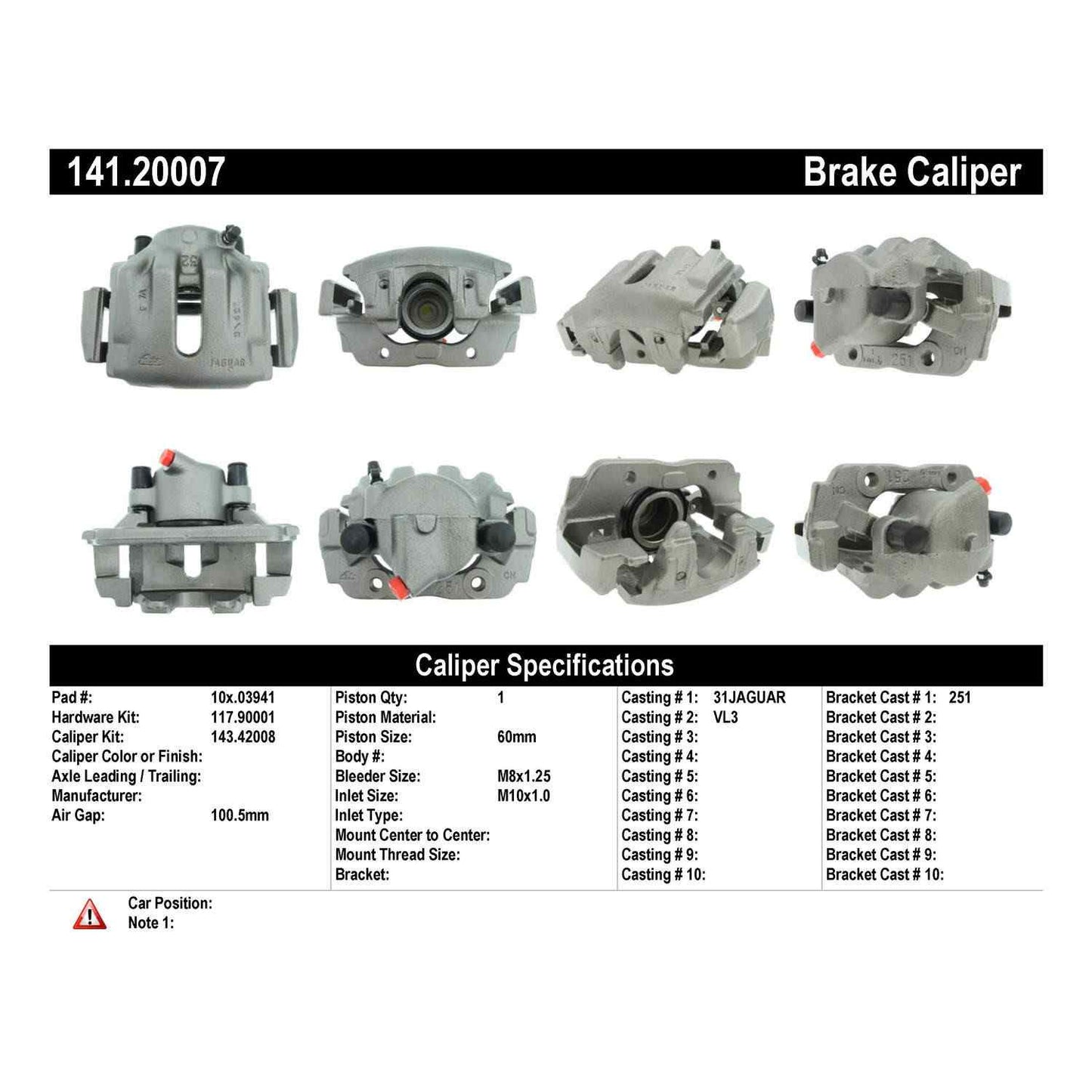 Centric Parts Disc Brake Caliper Semi-Loaded with anti-corrosion finish for 1997-1999 Jaguar XK8 141.20007