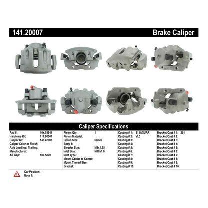Centric Parts Disc Brake Caliper Semi-Loaded with anti-corrosion finish for 1997-1999 Jaguar XK8 141.20007
