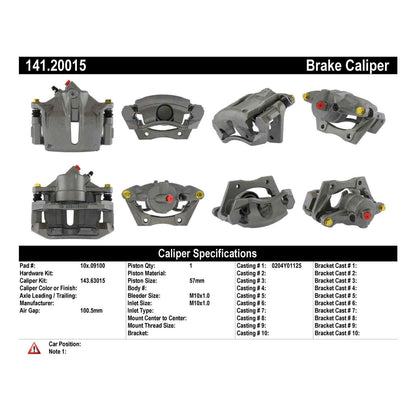 Centric Parts Disc Brake Caliper Semi-Loaded with Anti-Corrosion Finish for 2001-2007 Ford Mondeo 2002-2008 Jaguar X-Type 141.20015