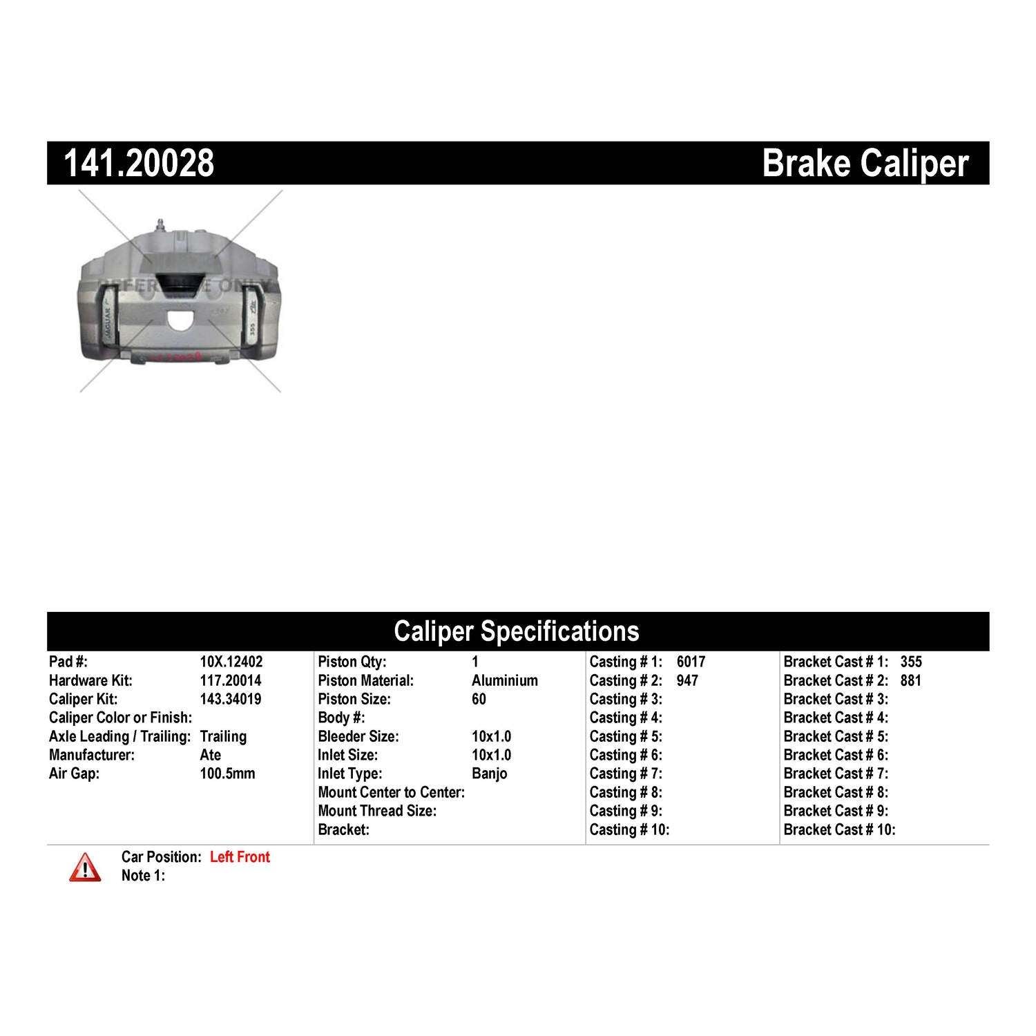 Centric Parts Semi-Loaded Brake Caliper 141.20028