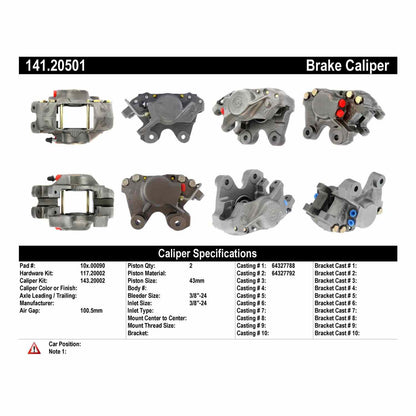 Stoptech Centric Semi-Loaded Brake Caliper - Rear Right 141.20501