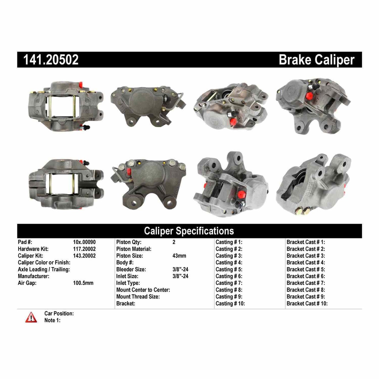 Stoptech Centric Semi-Loaded Brake Caliper - Rear Left 141.20502