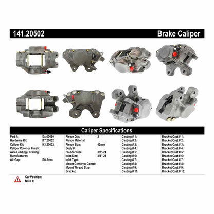 Stoptech Centric Semi-Loaded Brake Caliper - Rear Left 141.20502