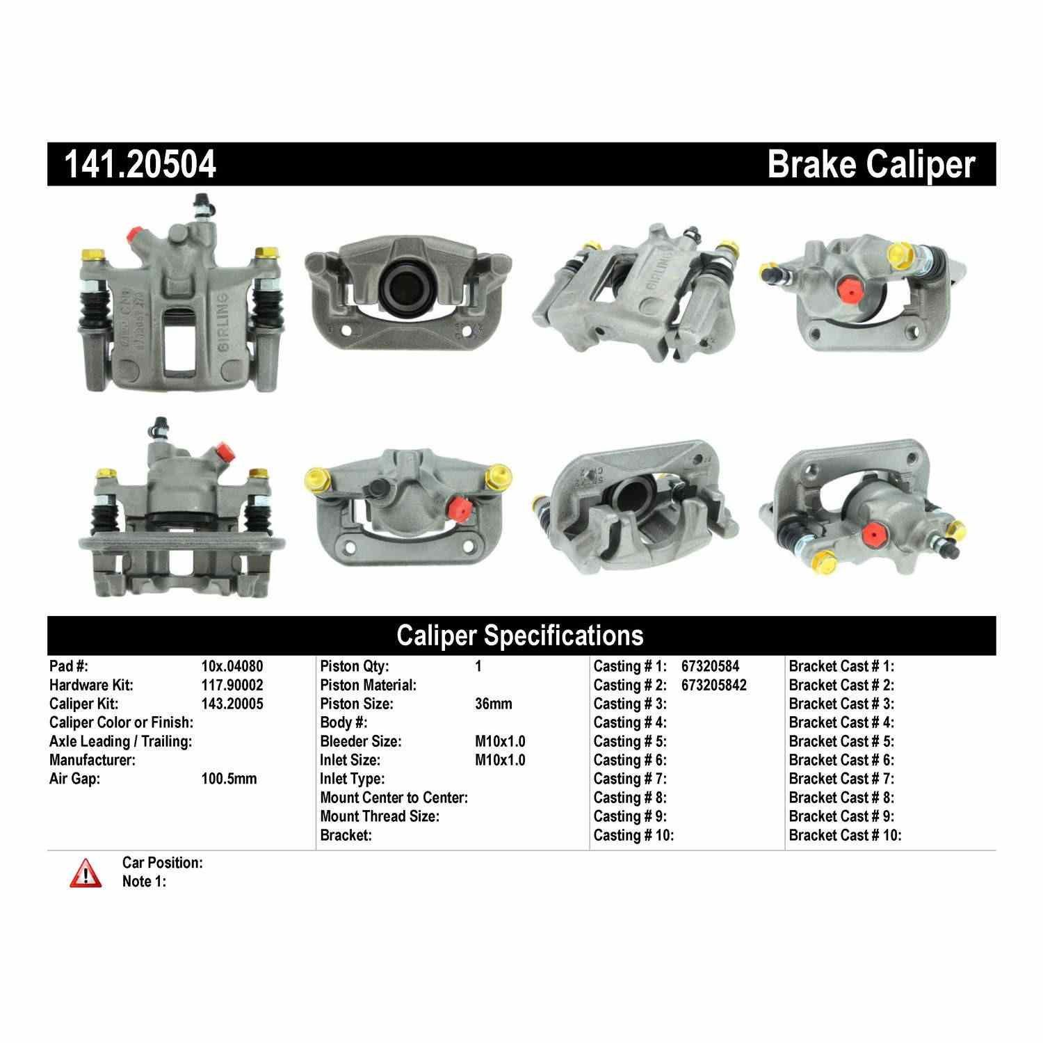 Centric Parts Semi-Loaded Brake Caliper 141.20504